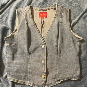 GUESS Light Blue Washed Denim Vest